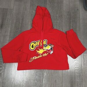Flamin' Hot Red Cropped Hoodie - Women